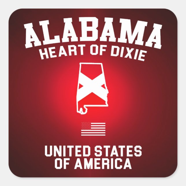 Sticker Carré Alabama Heart of Dixie (Devant)