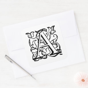 Sticker Carré Aladdin O'Brien Monogramme Lettre A sur fond blanc