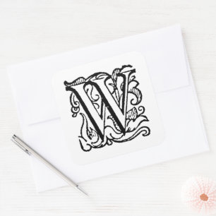 Sticker Carré Aladdin O'Brien Monogramme Lettre W sur fond blanc