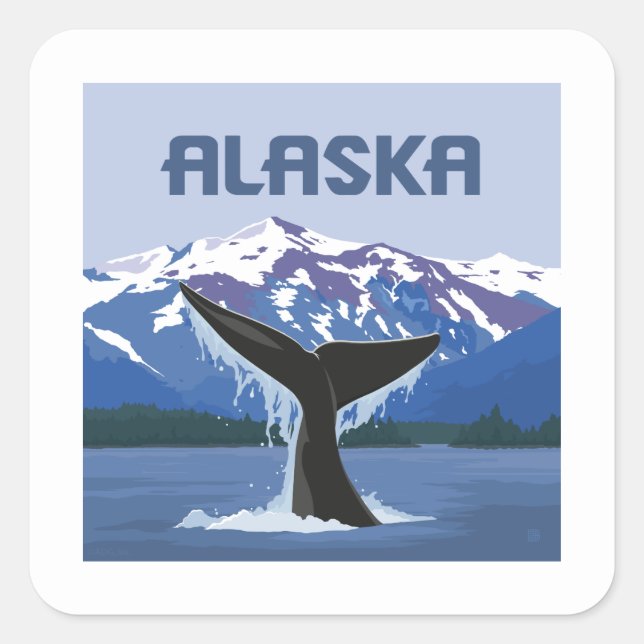 Sticker Carré Alaska | Baleine (Devant)