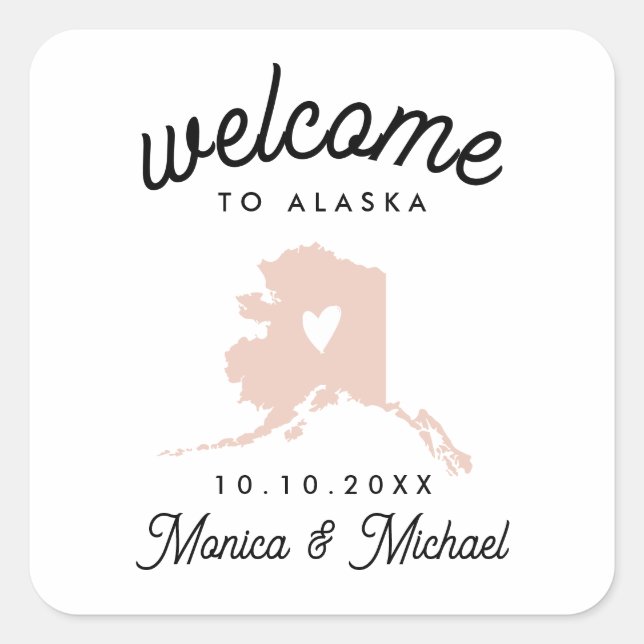 Sticker Carré ALASKA State Map Destination Wedding - N'IMPORTE Q (Devant)