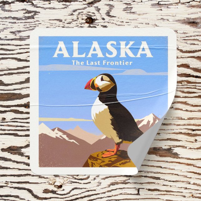 Sticker Carré Alaska vintage (Créateur téléchargé)