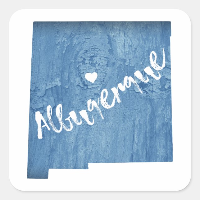 Sticker Carré Albuquerque Nouveau-Mexique Grain de bois (Devant)