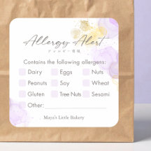 Alerte Allergie Élégante Aquarelle Violette