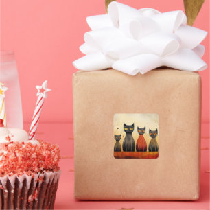 Sticker Carré Alerte aux chats, à l'attention, IA générée,