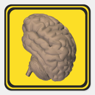 Sticker Carré Alerte : Cerveau devant !
