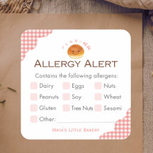 Alerte d'allergie au Bun Rouge Gingham Kawaii