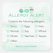 Alerte d'allergie de la boulangerie de friandises