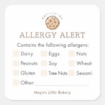 Alerte d'allergie de logo de biscuit minimaliste d