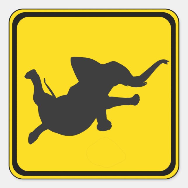 Sticker Carré Alerte : Dancing Elephant Xing ! (Devant)