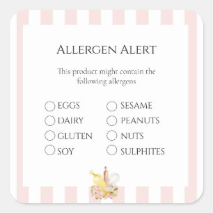 Sticker Carré Alerte sur les allergènes de sécurité alimentaire