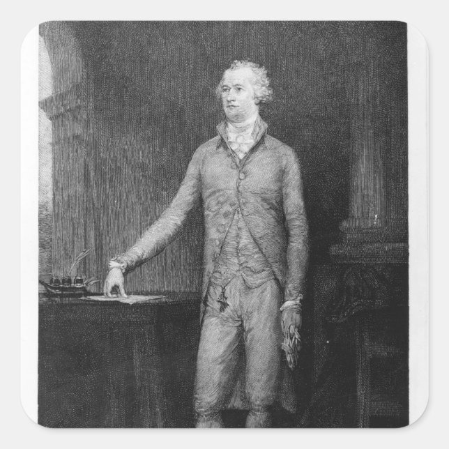 Sticker Carré Alexander Hamilton, après la peinture de 1792 (Devant)