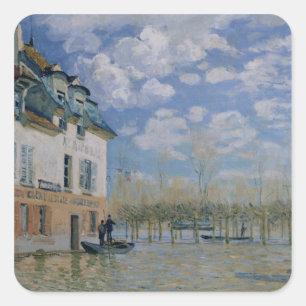 Sticker Carré Alfred Sisley le bateau dans l'inondation,