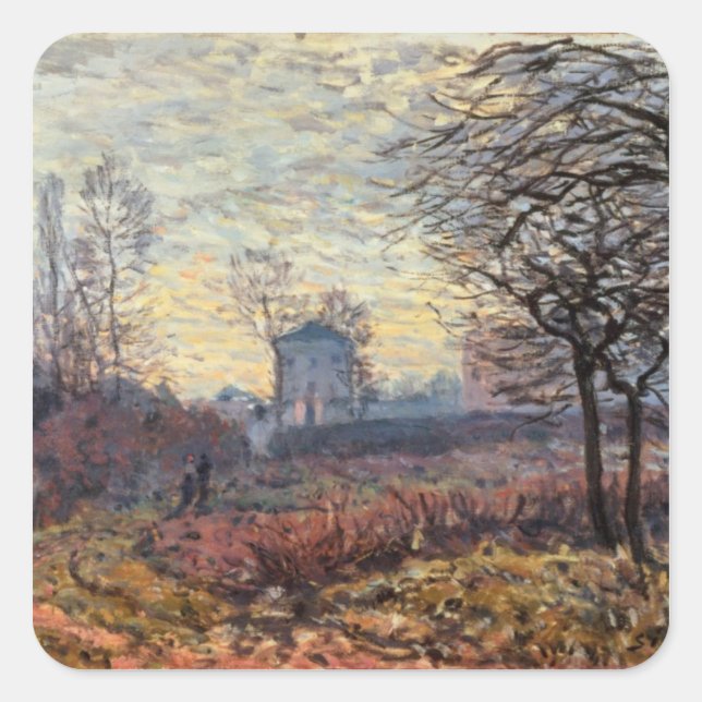 Sticker Carré Alfred Sisley | Paysage près de Louveciennes (Devant)