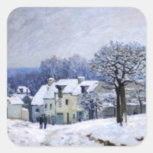 Sticker Carré Alfred Sisley - Place Chenil à Marly, Effet Neige