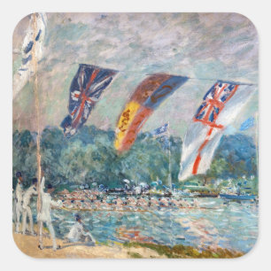 Sticker Carré Alfred Sisley - Regatta à Molesey