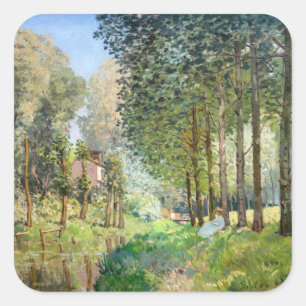 Sticker Carré Alfred Sisley - Repos au bord du ruisseau