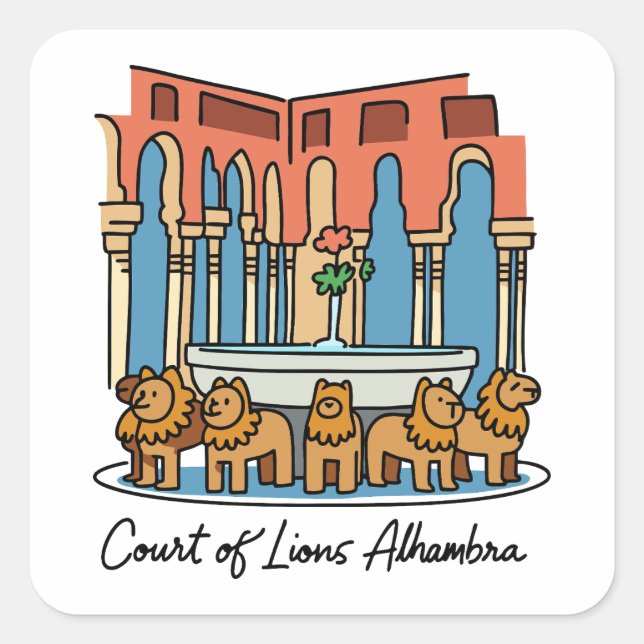 Sticker Carré Alhambra Cour des Lions 3 (Devant)
