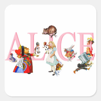 Sticker Carré Alice à Wonderland et Friends