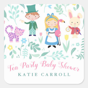 Sticker Carré Alice au pays des merveilles Baby shower de Tea Pa