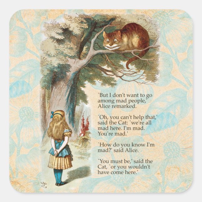 Sticker Carré Alice au pays des merveilles Cheshire Cat Mad (Devant)