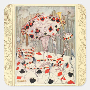 Sticker Carré Alice Au Pays Des Merveilles Illustration Vintage