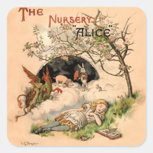 Sticker Carré Alice au pays des merveilles Illustrations classiq