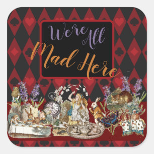 Sticker Carré Alice au pays des merveilles Mad Cheshire Chat