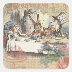 Sticker Carré Alice au pays des merveilles Mad Tea Party Art