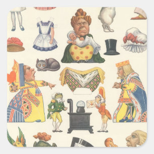 Sticker Carré Alice au pays des merveilles, Papier découpé victo