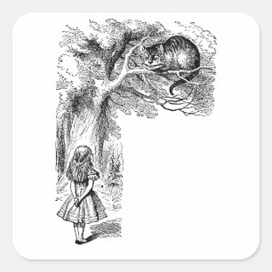 Sticker Carré Alice au Pays des Merveilles vintage, Chat du Ches
