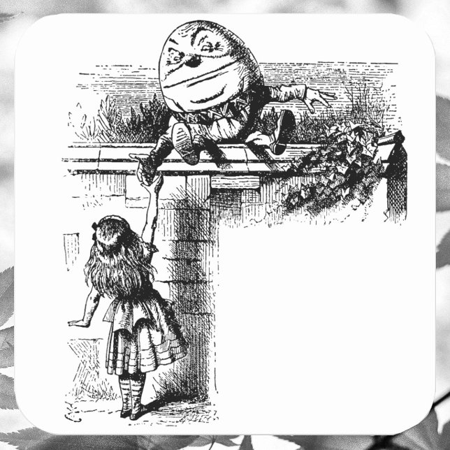 Sticker Carré Alice au Wondlerand, Humpty Dumpty avec Alice (Créateur téléchargé)