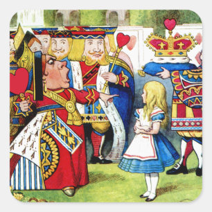 Sticker Carré Alice rencontre la reine des coeurs au pays des me