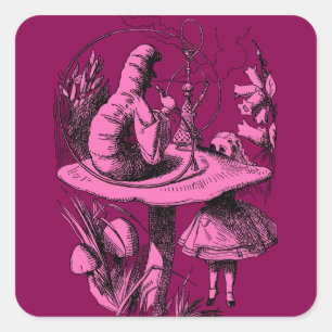 Sticker Carré Alice vintage au pays des merveilles Centipede