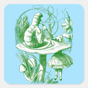 Sticker Carré Alice vintage au pays des merveilles Centipede