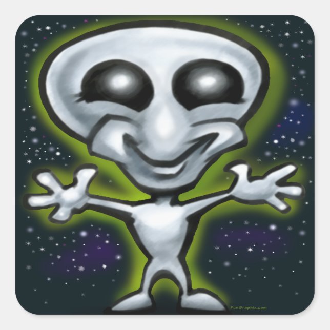 Sticker Carré Alien (Devant)