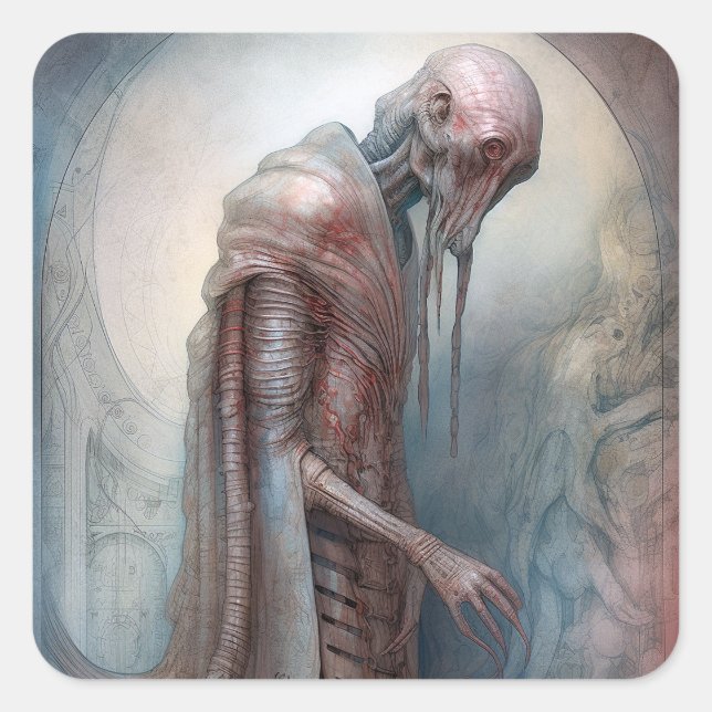 Sticker Carré Alien Créature Science Fiction (Devant)