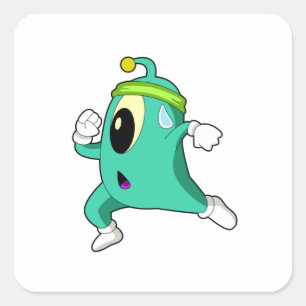 Sticker Carré Alien en tant que coureur