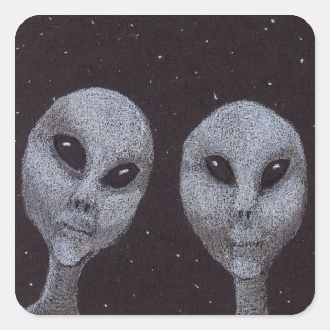 Sticker Carré Alien Gris (Devant)
