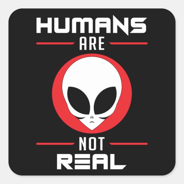 Sticker Carré Alien Head Ufo Alien Area 51 Space Funny Cadeau (Devant)