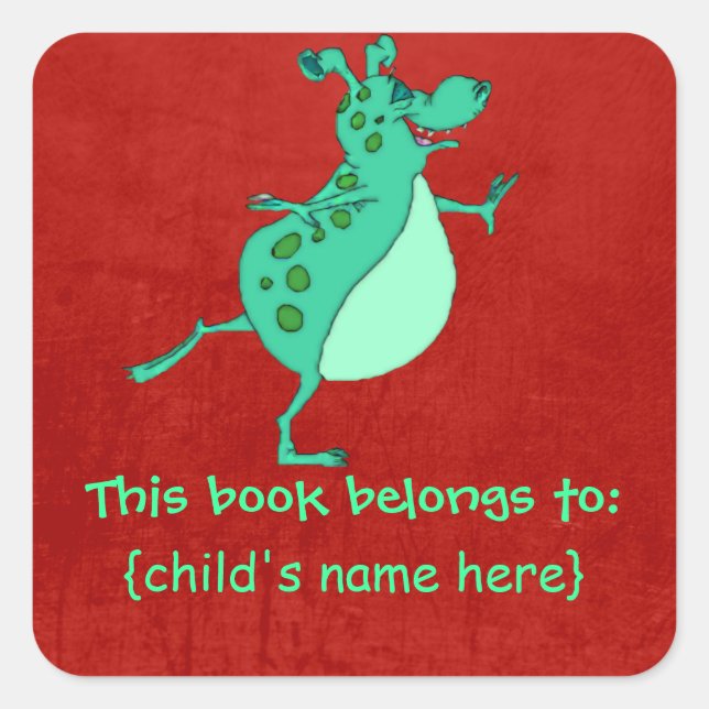 Sticker Carré Alien vert - Réserver Appartient À (Devant)