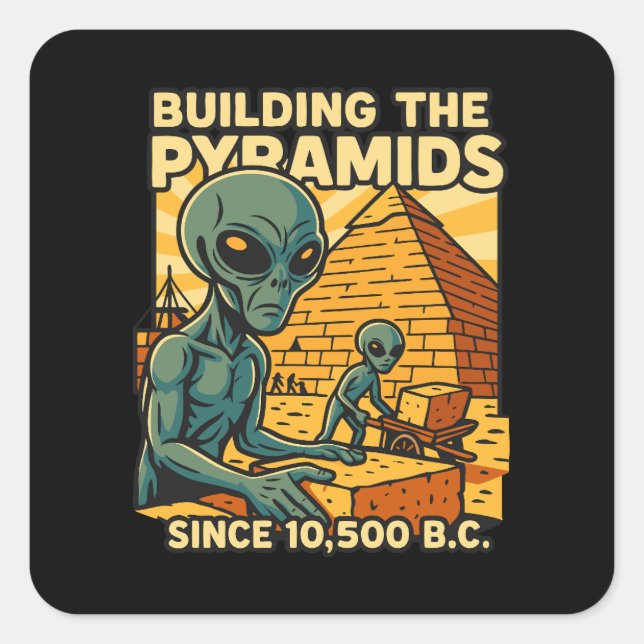 Sticker Carré Aliens Construction Pyramides Pyramides Constructi (Devant)