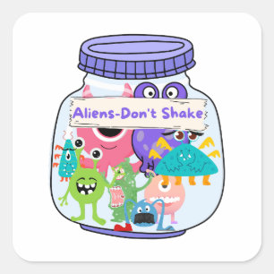 Sticker Carré Aliens dans un bocal