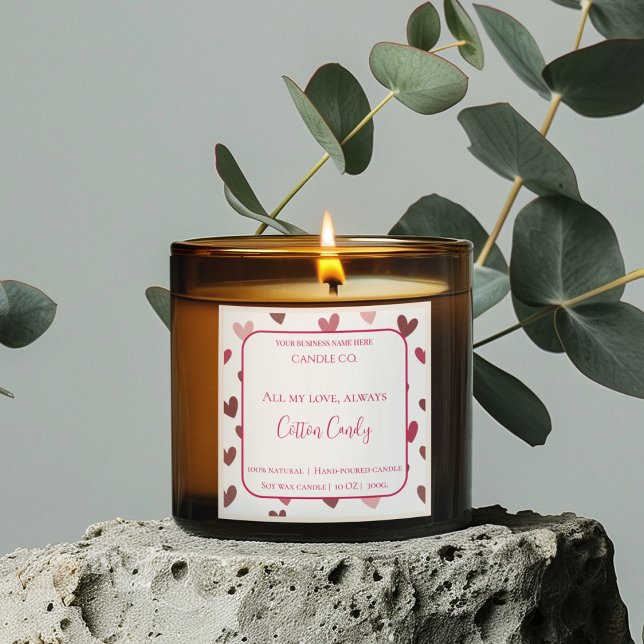 Sticker Carré All My Love Valentine – Romantic Pink Candle Label (Créateur téléchargé)