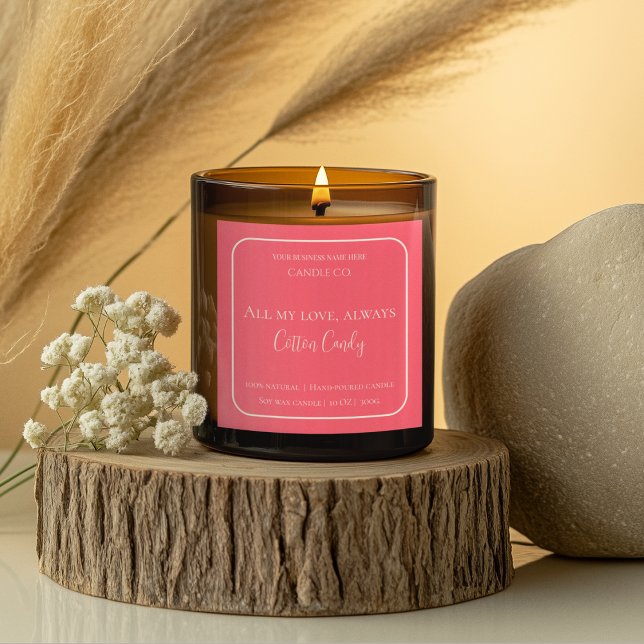 Sticker Carré All My Love Valentine – Romantic Pink Candle Label (Créateur téléchargé)