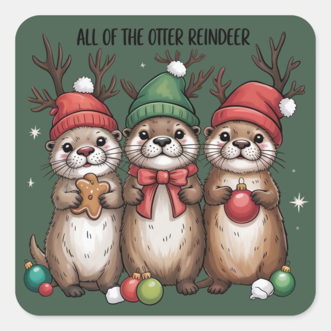 Sticker Carré All Of The Otter Reindeer Xmas Animal Winter  (Devant)