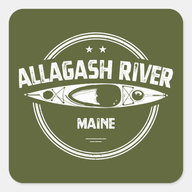 Sticker Carré Allagash River Maine Kayak (Devant)