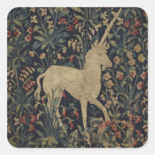 Sticker Carré Allegorical "Millefleurs" Tapestry with Animals