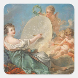 Sticker Carré Allégorie de la peinture, 1765 (huile sur la