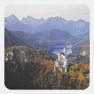 Sticker Carré Allemagne, Bavière, château de Neuschwanstein. Roi
